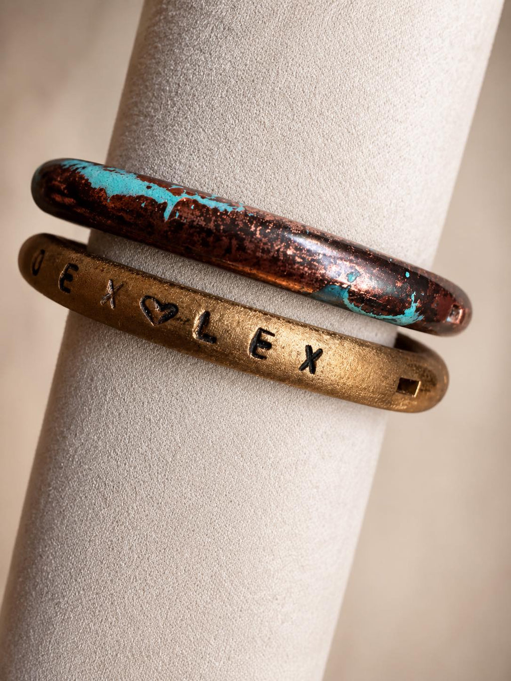 Cowboy Bull Ring Bangle Bracelet - Aged patinas Copper