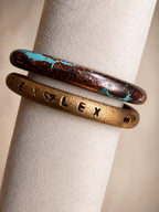 Cowboy Bull Ring Bangle Bracelet - Aged patinas Copper