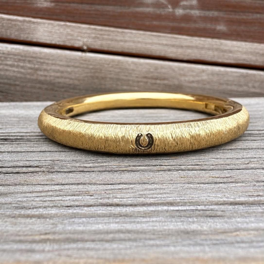 HorseShoe Stamp (Distressed) - Gold Bull Ring Bracelet