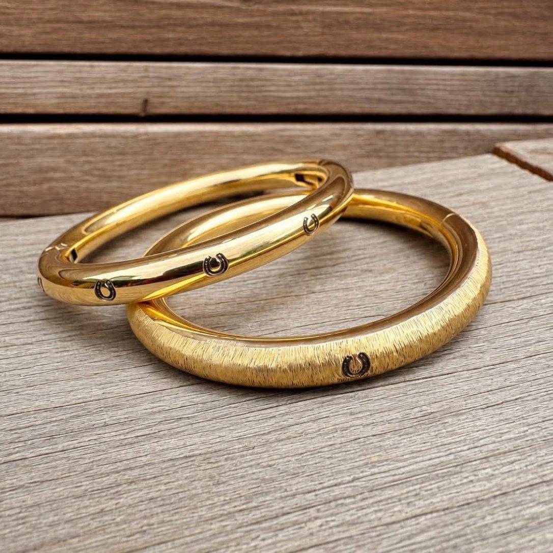 Abi's HorseShoe Stamp (Stack) - Gold Bull Ring Bracelets