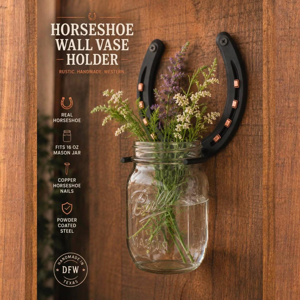 Wall-Mounted Horseshoe Mason Jar Vase (Jar Not Included)