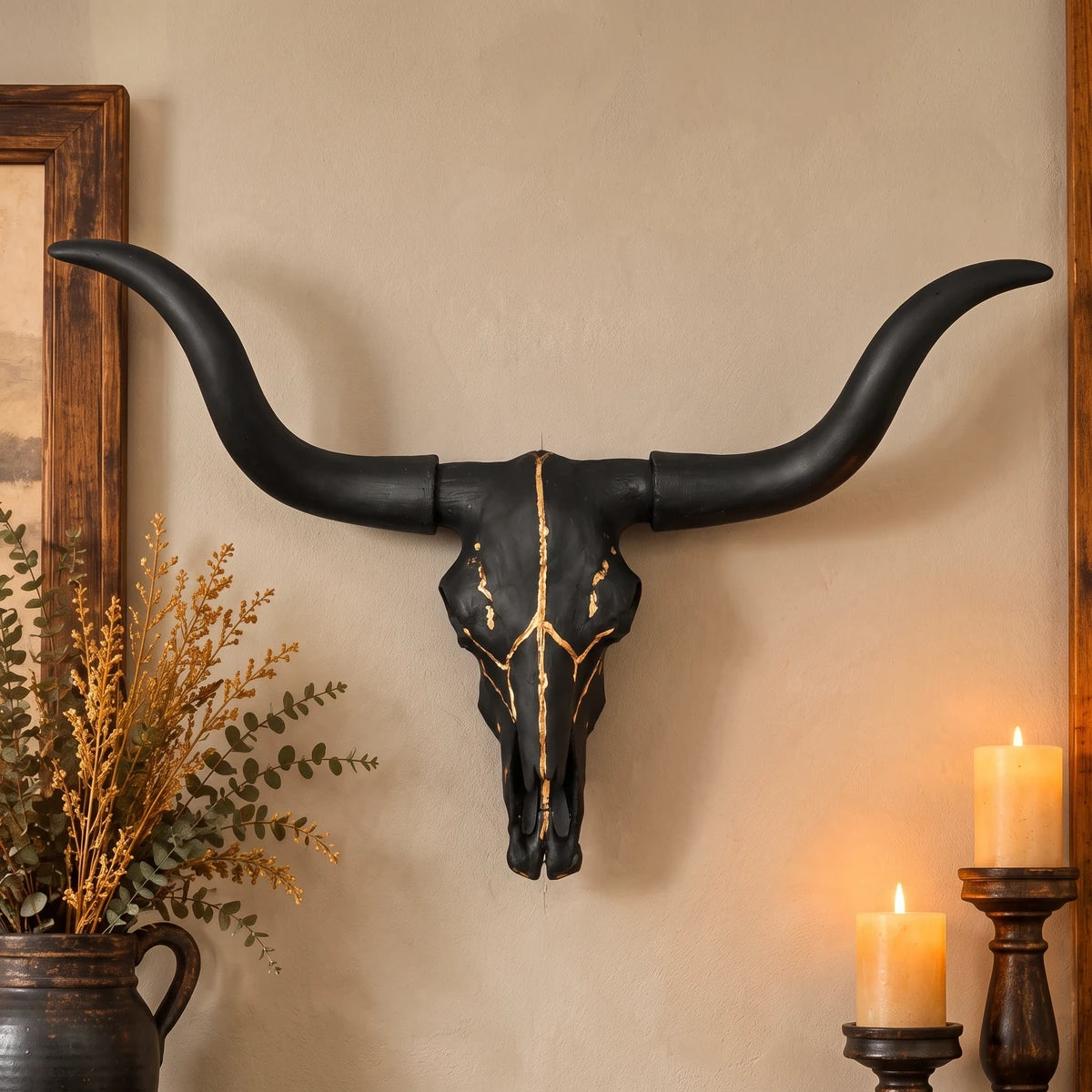 Black and Gold Bull Skull