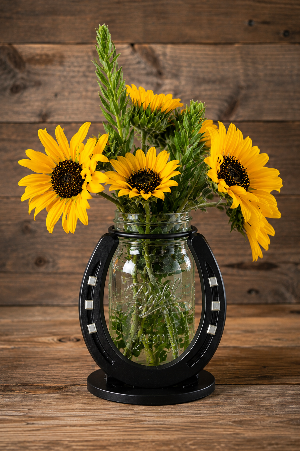 Horse shoe Flower Mason Jar Vase
