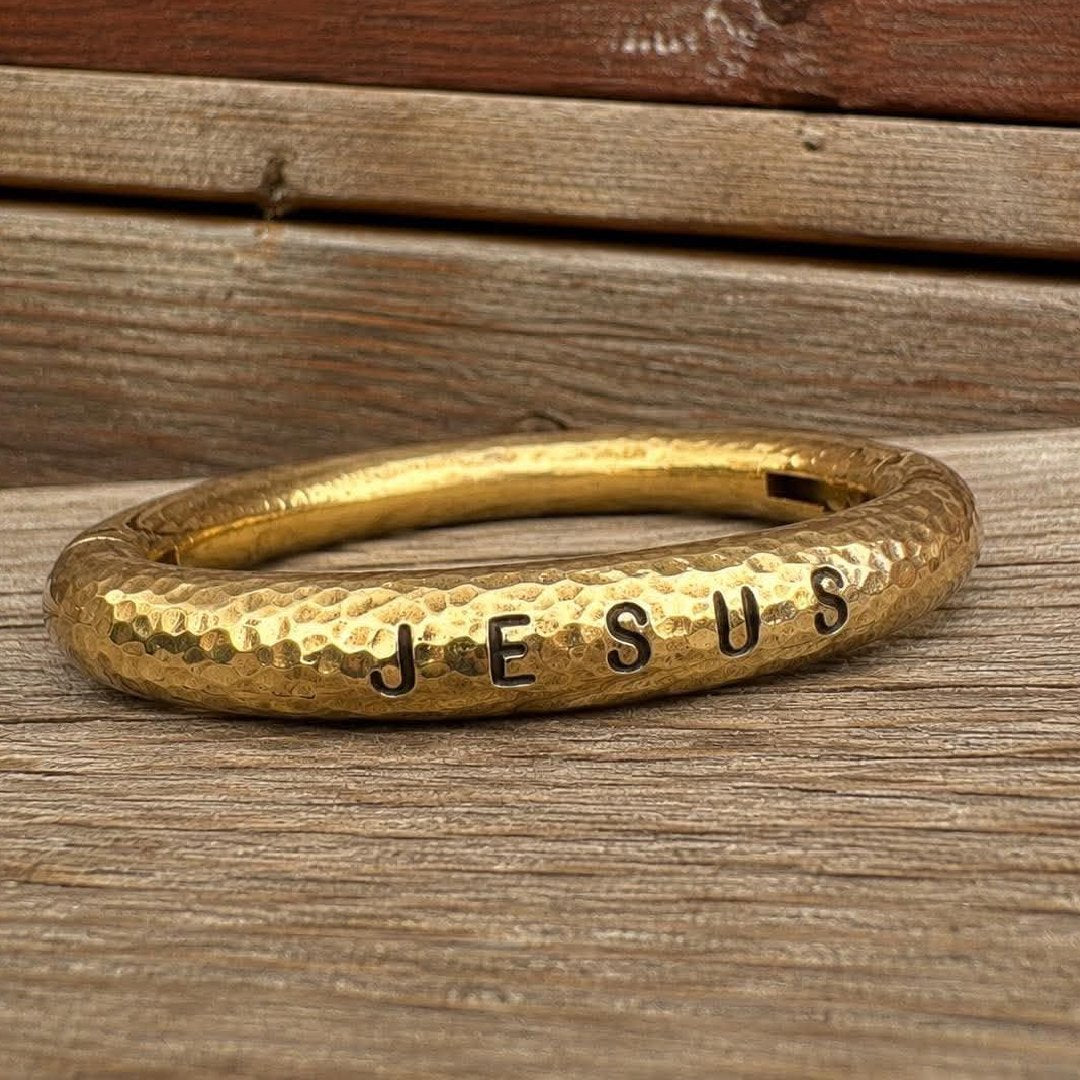 JESUS - Brittany's Gold Bull Ring Bracelet Hammered