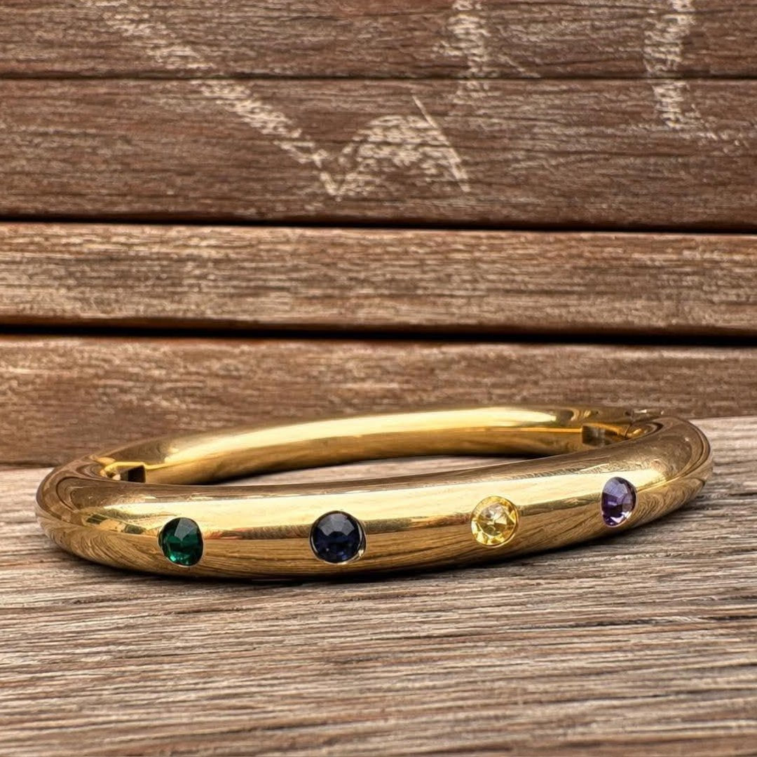 BIRTHSTONES - Brittany's Gold Bull Ring Bracelet Polished