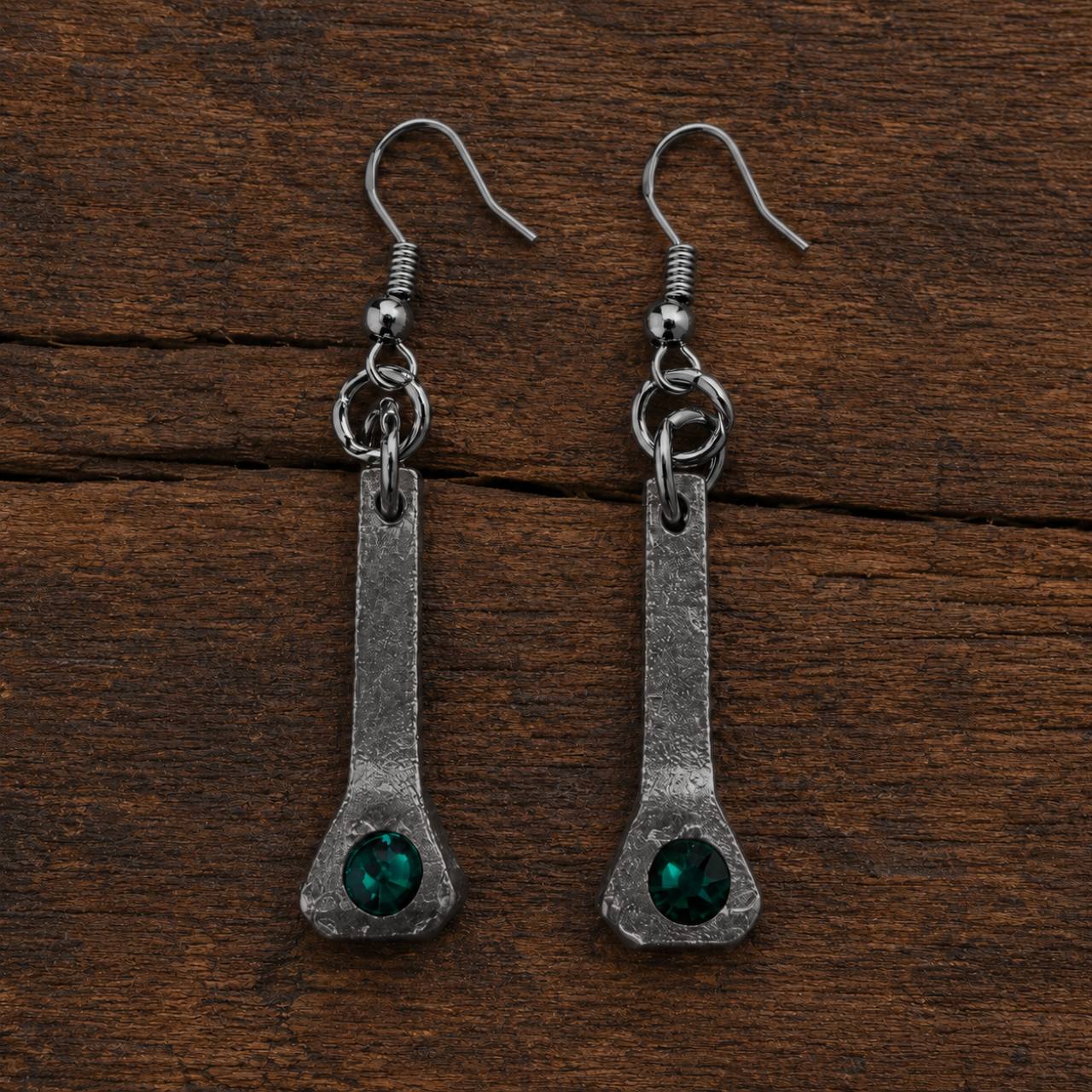 Dark Gray - Custom Horseshoe Nail Earrings (Austrian Crystal)