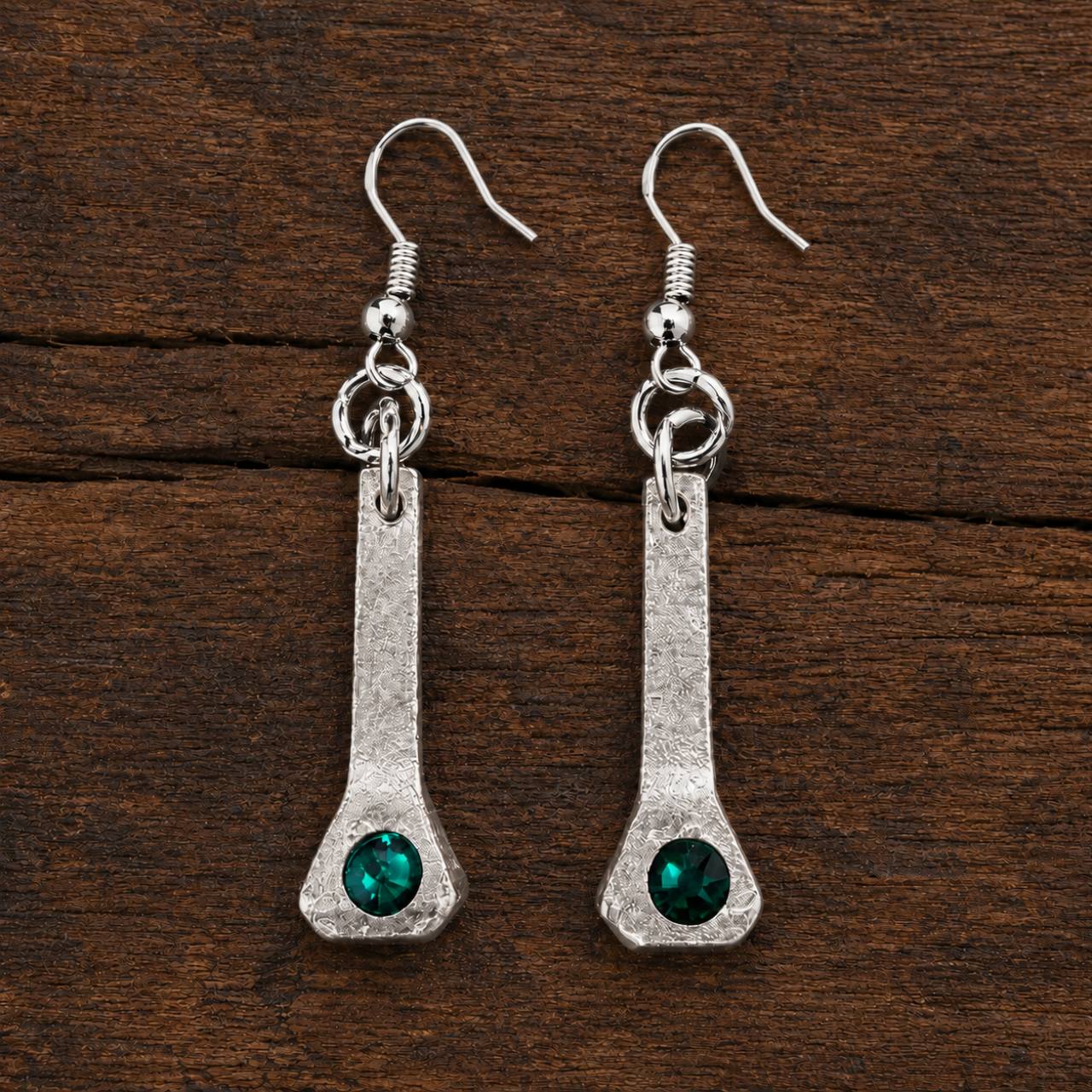 Silver - Custom Horseshoe Nail Earrings (Austrian Crystal)