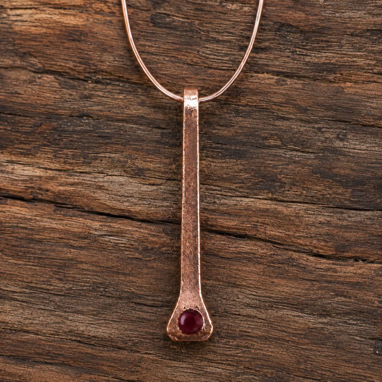 Copper - Custom Horseshoe Nail Necklace Pendant (Austrian Crystal)