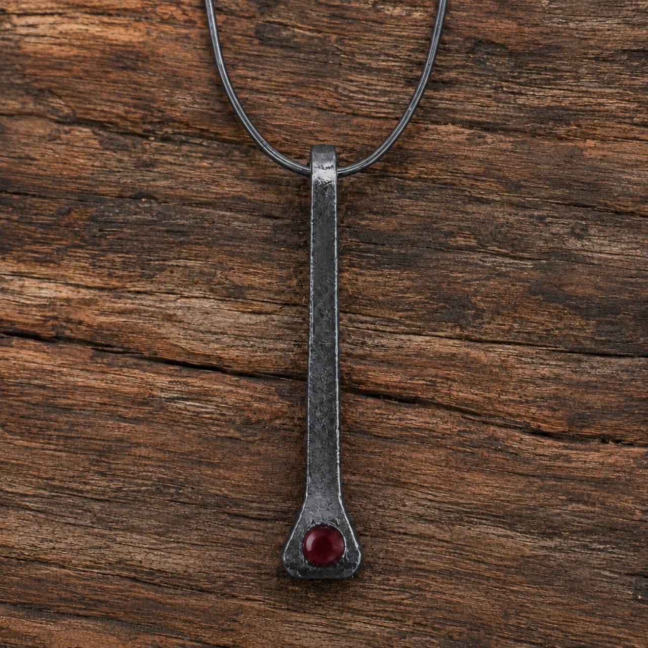 Dark Gray - Custom Horseshoe Nail Necklace Pendant (Austrian Crystal)