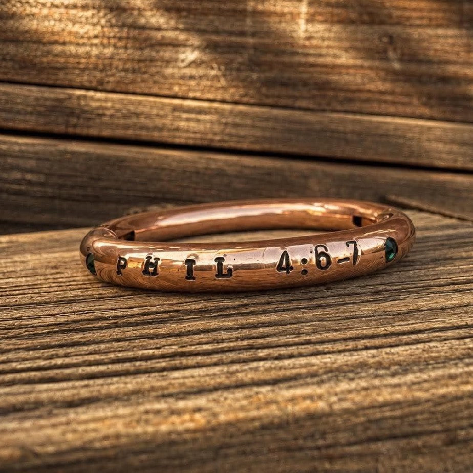 Philippians Verse - Angel's Rose Gold Bull Ring Bracelet