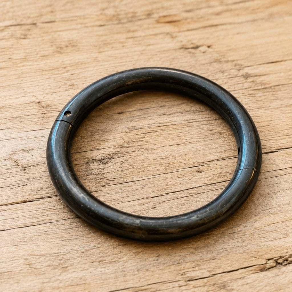 Cowboy Bull Ring Bangle Bracelet - Aged Gunmetal Brass