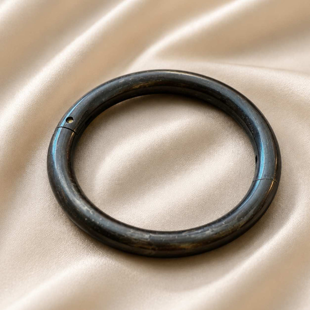Cowboy Bull Ring Bangle Bracelet - Aged Gunmetal Brass