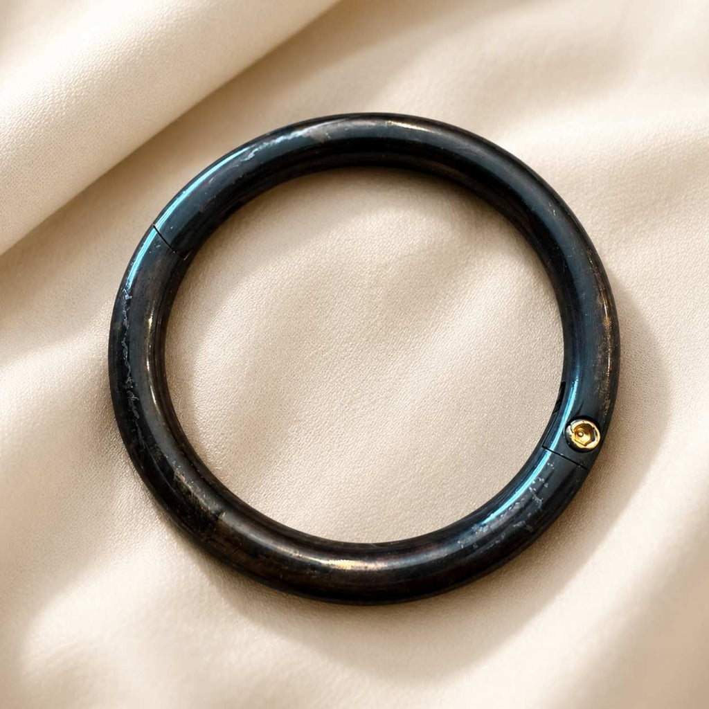 Cowboy Bull Ring Bangle Bracelet - Aged Gunmetal Brass