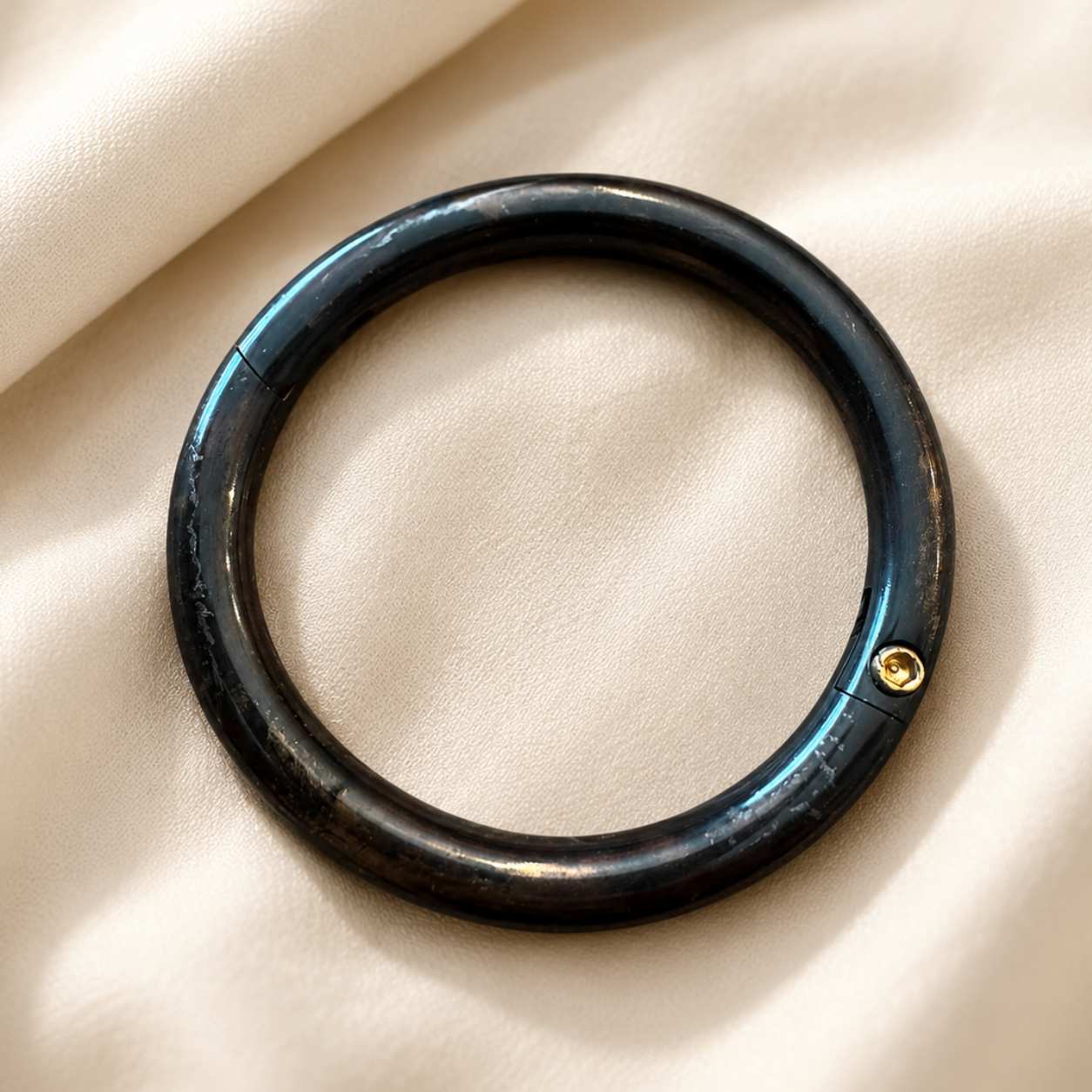 Cowboy Bull Ring Bangle Bracelet - Aged Gunmetal Brass