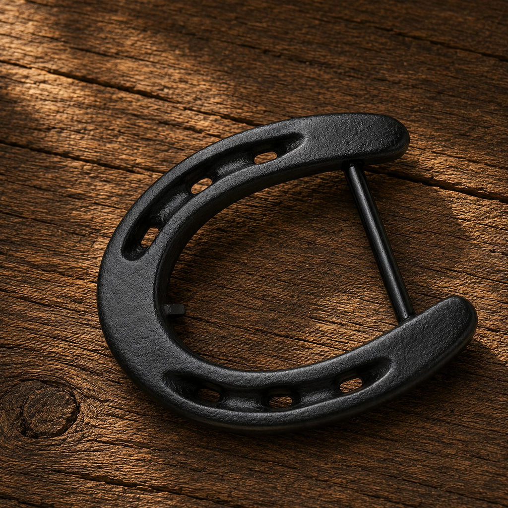 Black - Handcrafted Horseshoe Belt Buckle