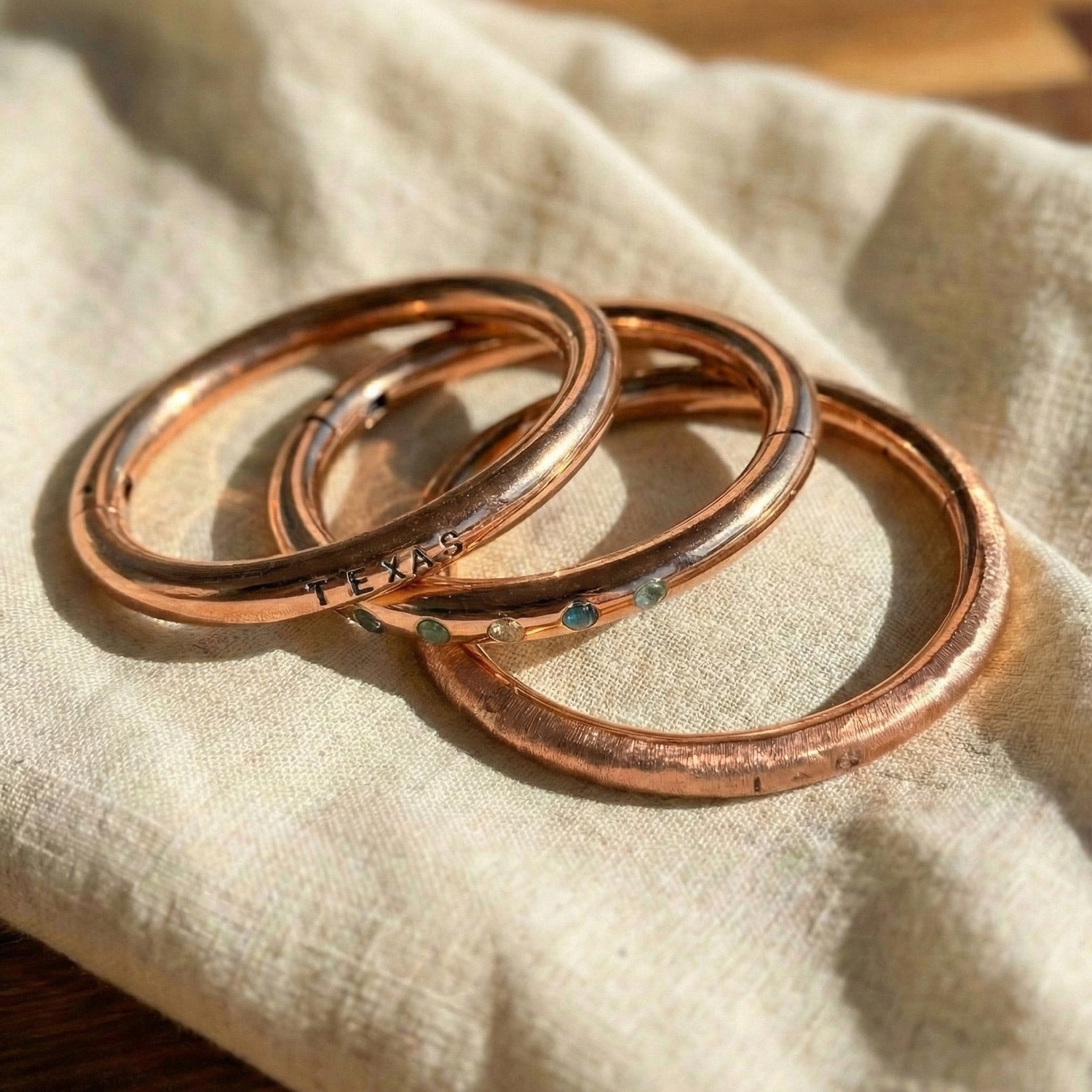 Cowboy Bull Ring Bangle Bracelet - Rose Gold