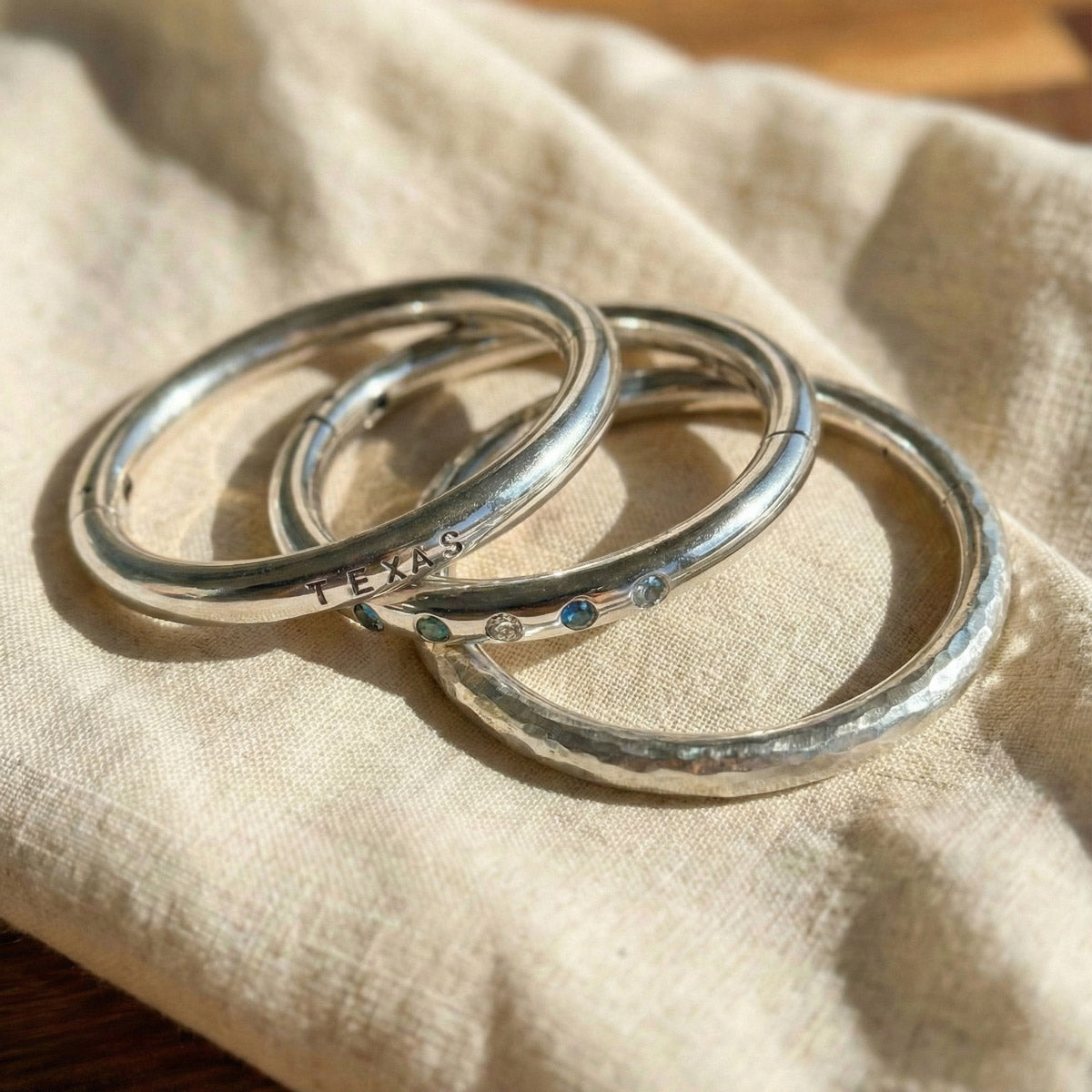 Cowboy Bull Ring Bangle Bracelet - Silver