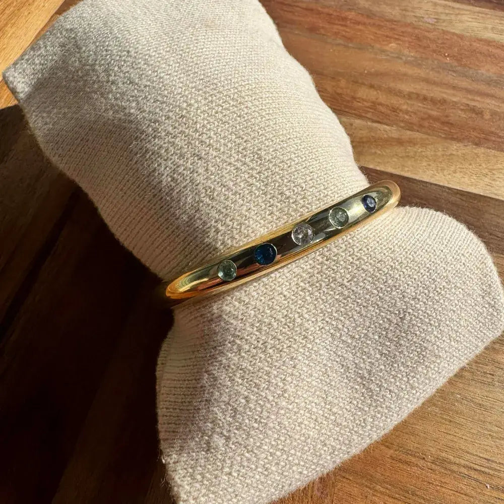 Cowboy Bull Ring Bangle Bracelet - Gold
