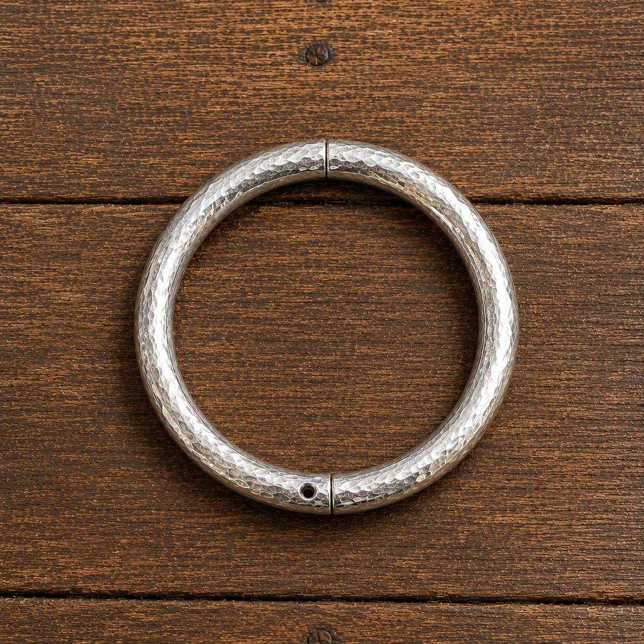 Hammered Style - Silver Cowboy Bull Ring Bangle Bracelet