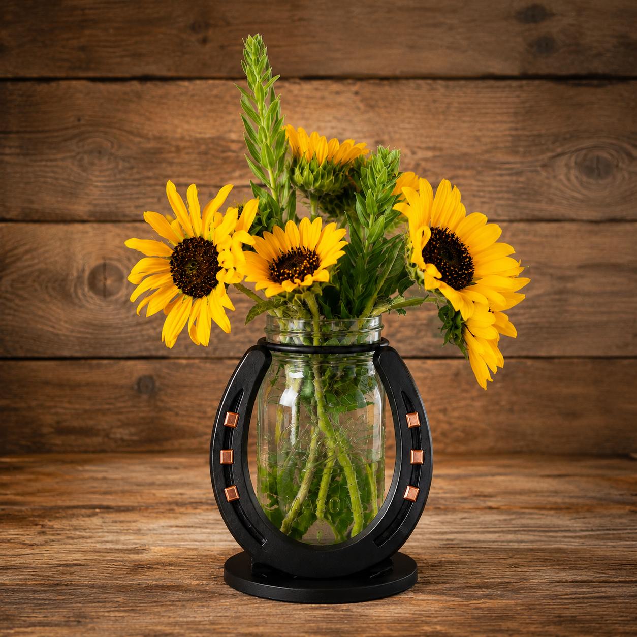 Horse shoe Flower Mason Jar Vase (jar not included)