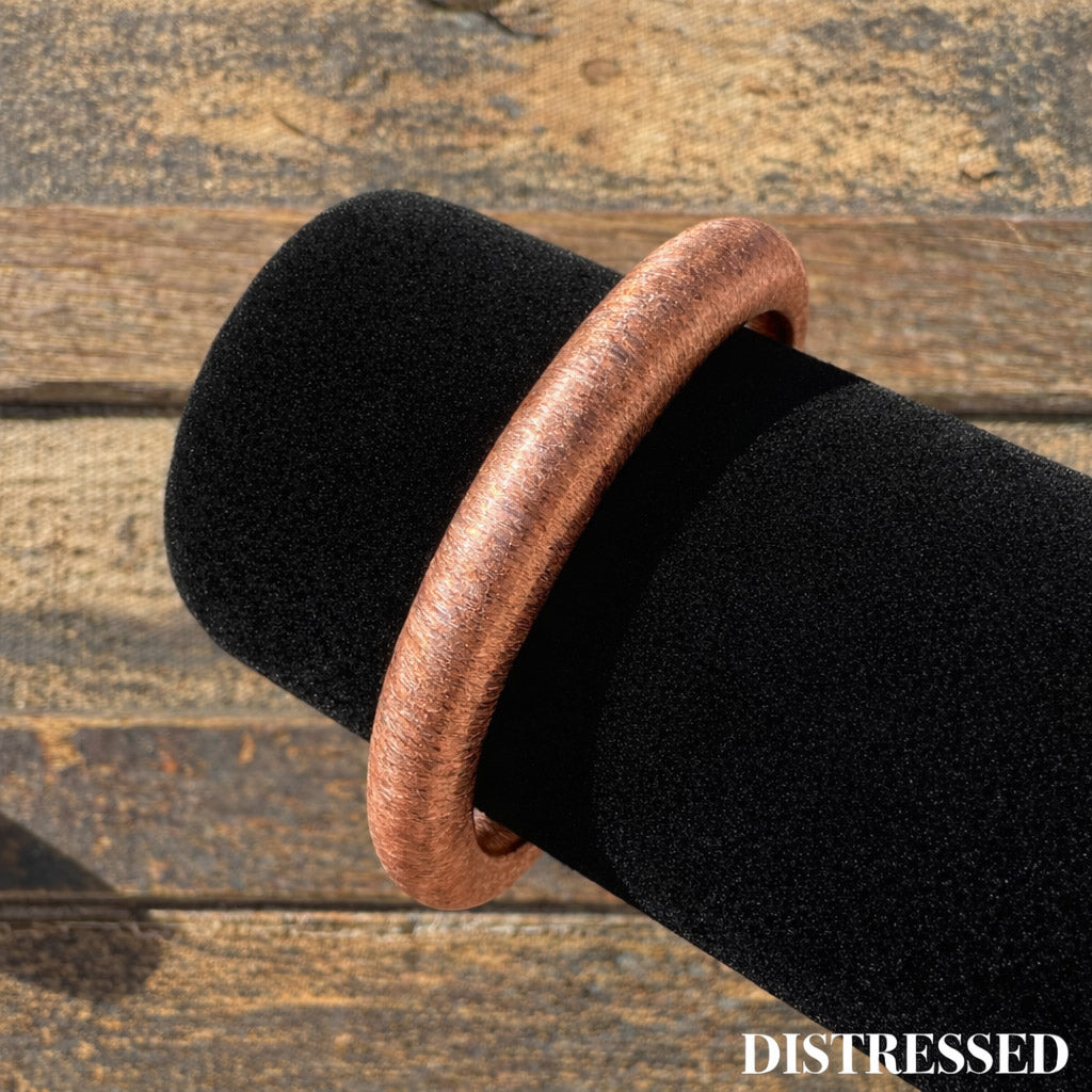 Distressed Style - Rose Gold Cowboy Bull Ring Bangle Bracelet