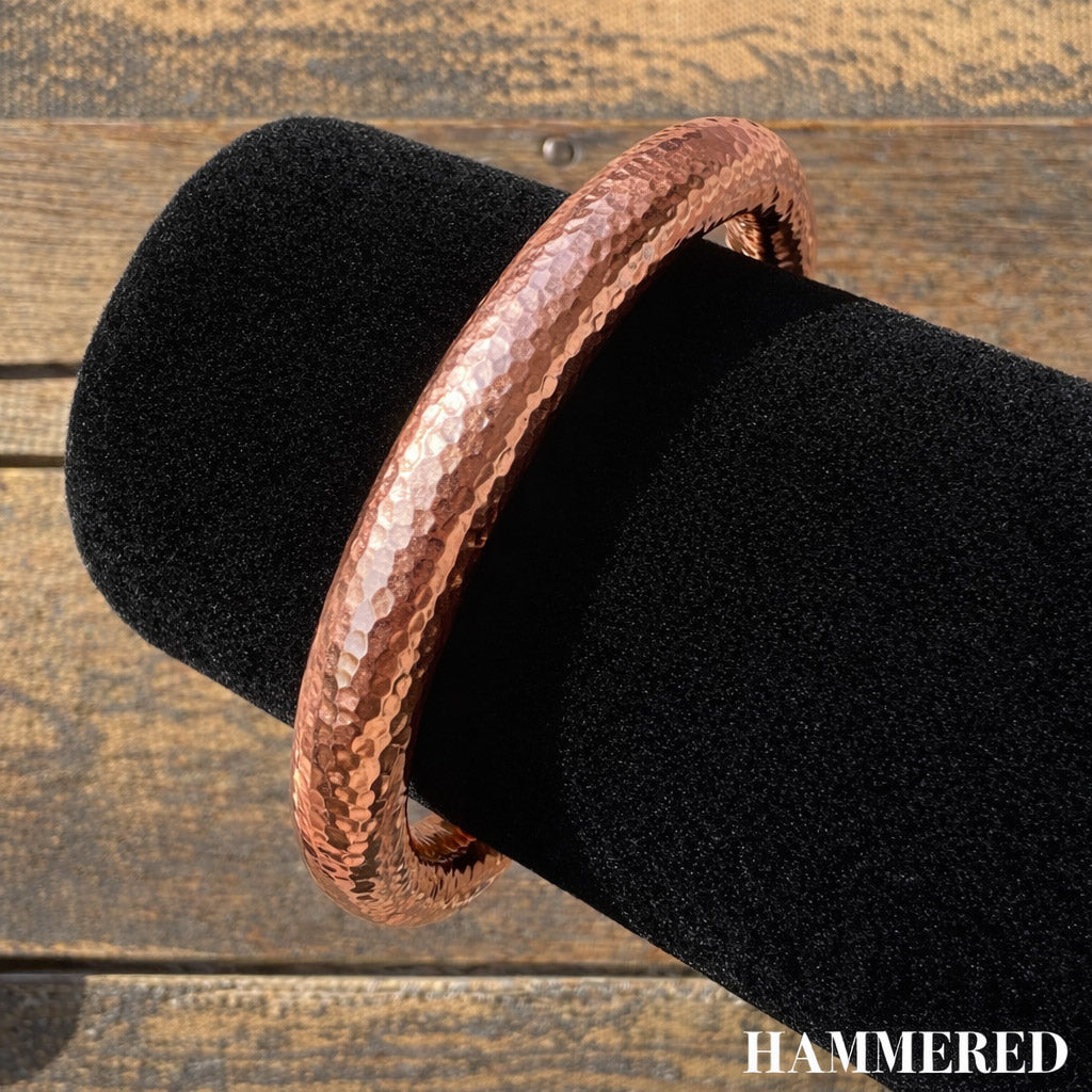 Hammered Style - Rose Gold Cowboy Bull Ring Bangle Bracelet
