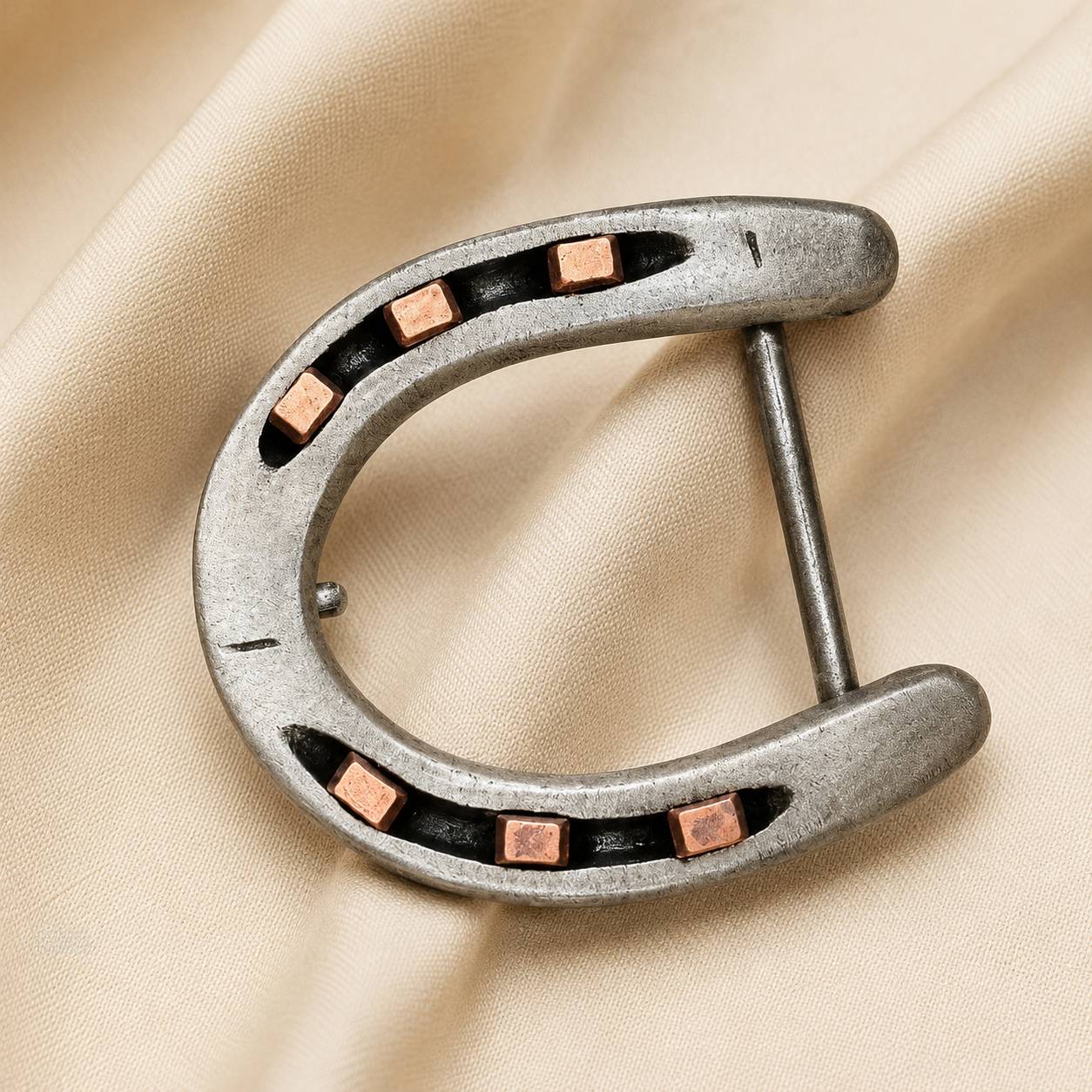 Silver Copper - Handcrafted Horseshoe Belt Buckle