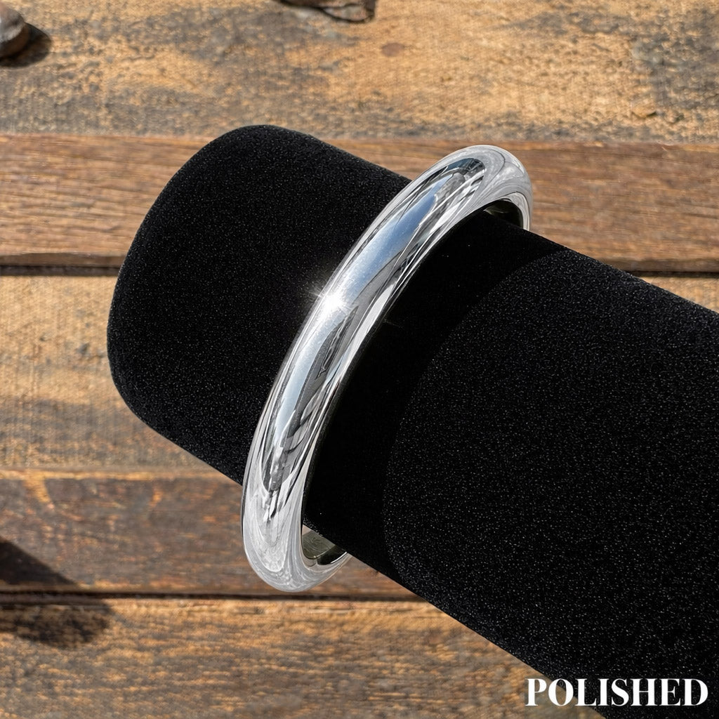 Cowboy Bull Ring Bangle Bracelet - Silver