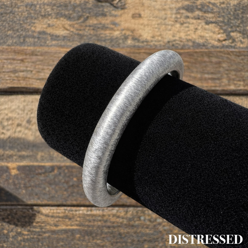 Cowboy Bull Ring Bangle Bracelet - Silver