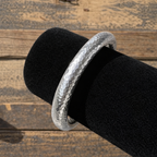 Hammered Style - Silver Cowboy Bull Ring Bangle Bracelet